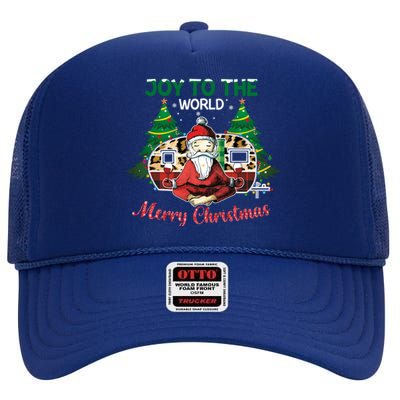 Joy To The World Merry Christmas Ugly Pajama Santa Xmas Great Gift High Crown Mesh Back Trucker Hat