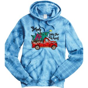 Jesus Take The Wheel Red Truck Christmas Tree Christian Xmas Gift Tie Dye Hoodie