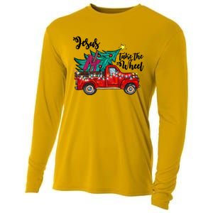 Jesus Take The Wheel Red Truck Christmas Tree Christian Xmas Gift Cooling Performance Long Sleeve Crew