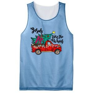 Jesus Take The Wheel Red Truck Christmas Tree Christian Xmas Gift Mesh Reversible Basketball Jersey Tank