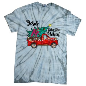 Jesus Take The Wheel Red Truck Christmas Tree Christian Xmas Gift Tie-Dye T-Shirt