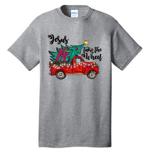 Jesus Take The Wheel Red Truck Christmas Tree Christian Xmas Gift Tall T-Shirt