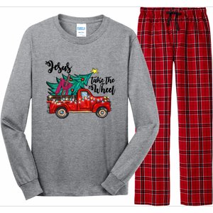 Jesus Take The Wheel Red Truck Christmas Tree Christian Xmas Gift Long Sleeve Pajama Set