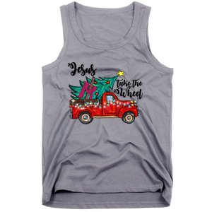 Jesus Take The Wheel Red Truck Christmas Tree Christian Xmas Gift Tank Top