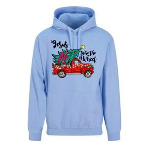 Jesus Take The Wheel Red Truck Christmas Tree Christian Xmas Gift Unisex Surf Hoodie