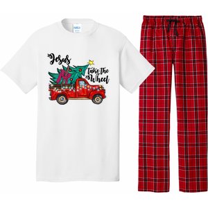 Jesus Take The Wheel Red Truck Christmas Tree Christian Xmas Gift Pajama Set