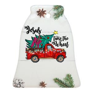 Jesus Take The Wheel Red Truck Christmas Tree Christian Xmas Gift Ceramic Bell Ornament