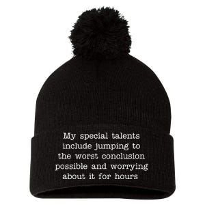 Jumping To The Worst Conclusion Possible Quote Pom Pom 12in Knit Beanie