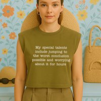 Jumping To The Worst Conclusion Possible Quote Garment-Dyed Women's Muscle Tee