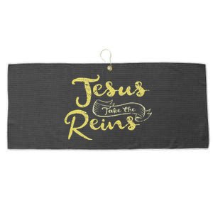 Jesus Take The Reins Christian Rodeo Distressed Large Microfiber Waffle Golf Towel