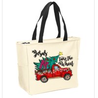 Jesus Take The Wheel Red Truck Christmas Tree Christian Xmas Gift Zip Tote Bag