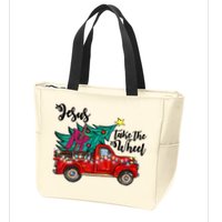 Jesus Take The Wheel Red Truck Christmas Tree Christian Xmas Gift Zip Tote Bag