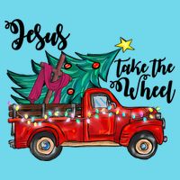 Jesus Take The Wheel Red Truck Christmas Tree Christian Xmas Gift Women's V-Neck T-Shirt