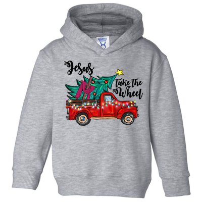 Jesus Take The Wheel Red Truck Christmas Tree Christian Xmas Gift Toddler Hoodie
