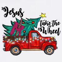 Jesus Take The Wheel Red Truck Christmas Tree Christian Xmas Gift V-Neck T-Shirt