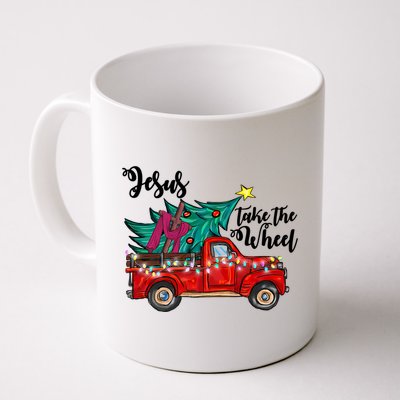 Jesus Take The Wheel Red Truck Christmas Tree Christian Xmas Gift Mug