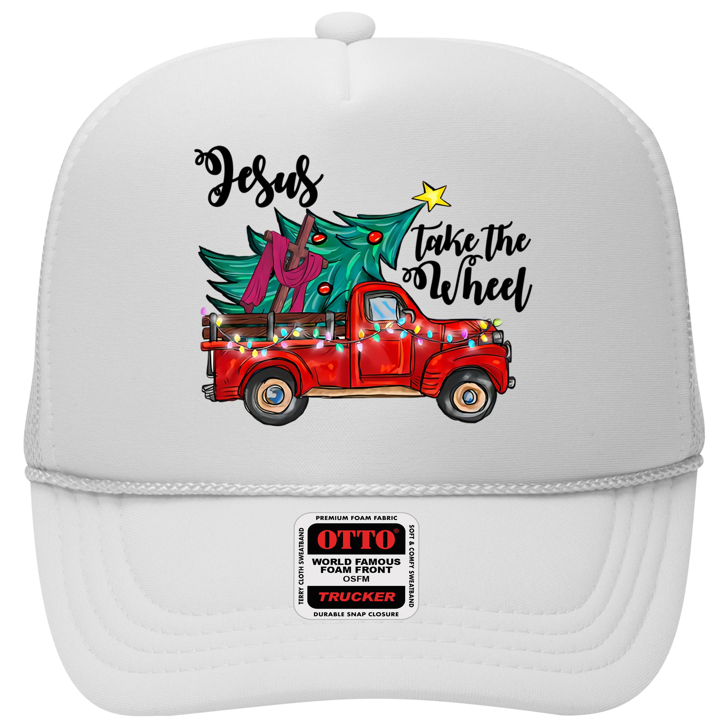 Jesus Take The Wheel Red Truck Christmas Tree Christian Xmas Gift Hat