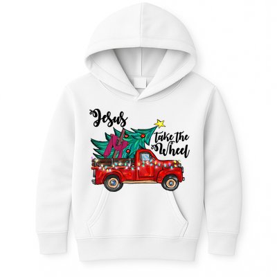 Jesus Take The Wheel Red Truck Christmas Tree Christian Xmas Gift Kids Hoodie