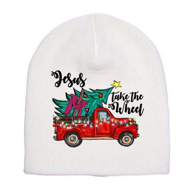 Jesus Take The Wheel Red Truck Christmas Tree Christian Xmas Gift Short Acrylic Beanie