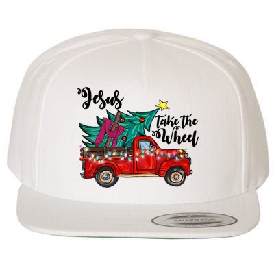 Jesus Take The Wheel Red Truck Christmas Tree Christian Xmas Gift Wool Snapback Cap