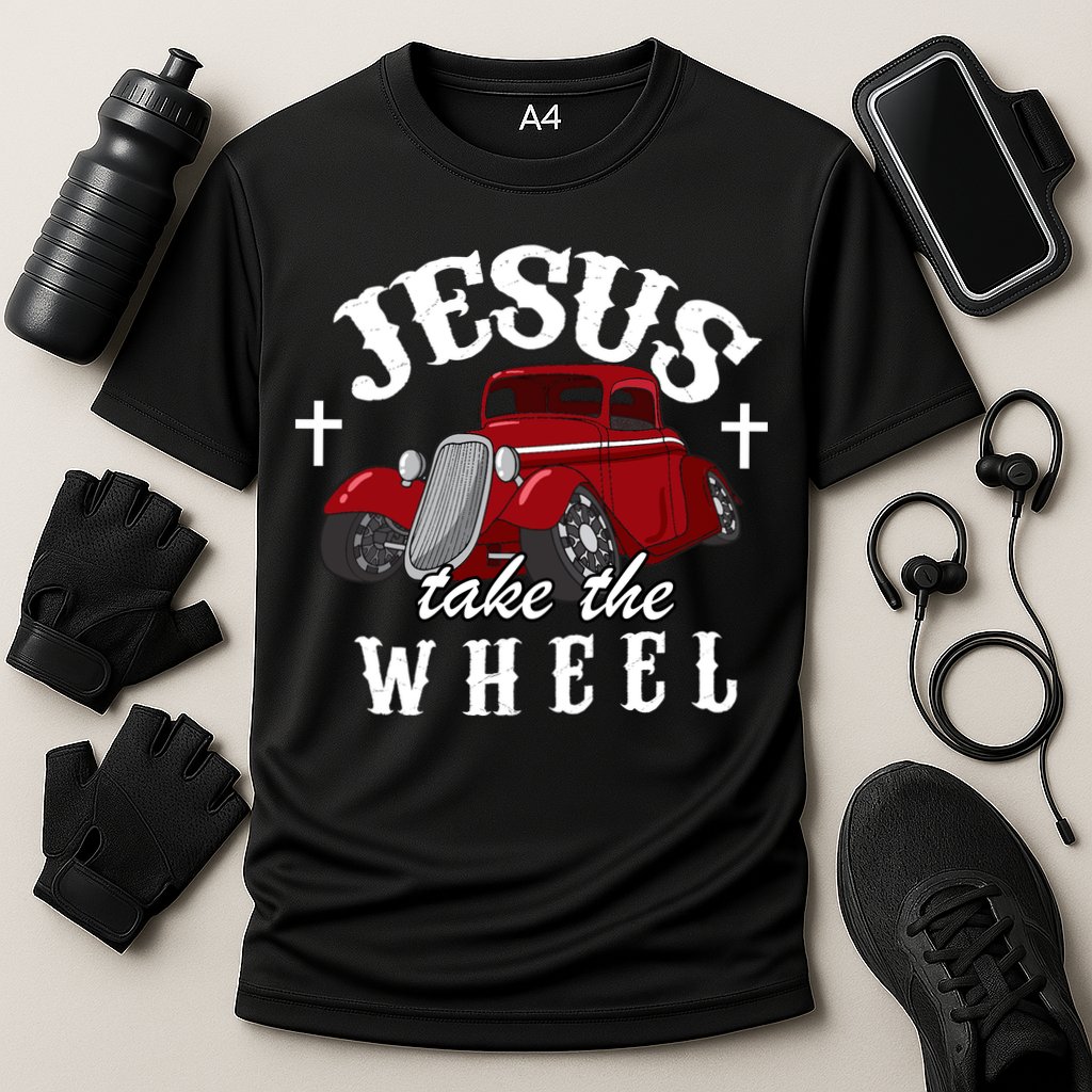 Jesus Take The Wheel Vintage Car Cooling Performance Crew T-Shirt