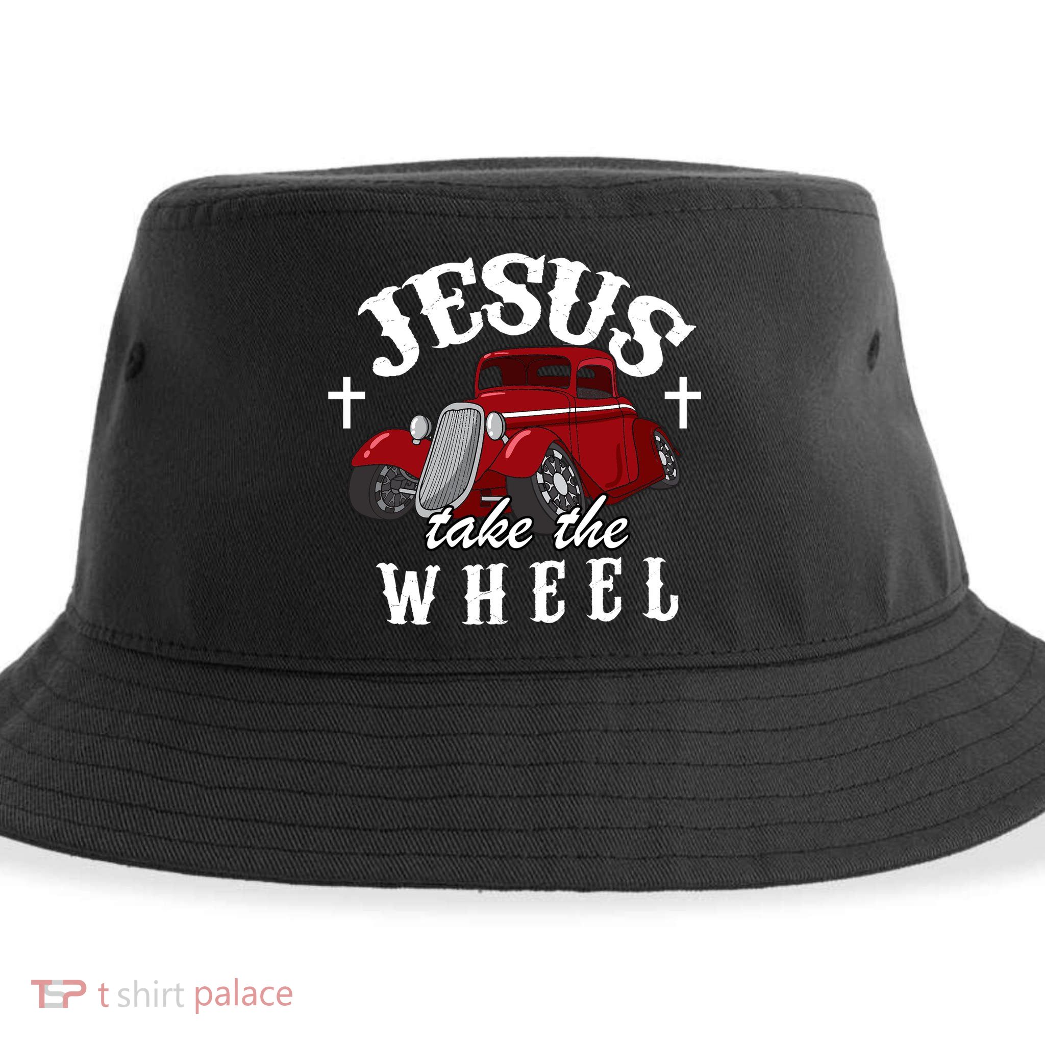 Jesus Take The Wheel Vintage Car Sustainable Bucket Hat