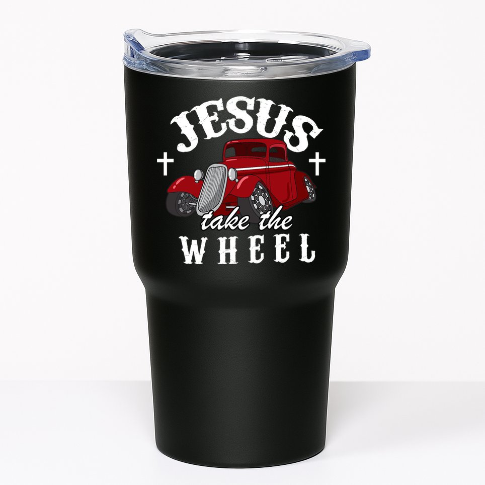 Jesus Take The Wheel Vintage Car Tumbler