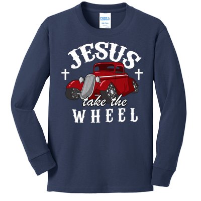 Jesus Take The Wheel Vintage Car Kids Long Sleeve Shirt