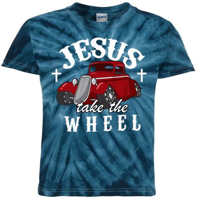 Jesus Take The Wheel Vintage Car Kids Tie-Dye T-Shirt