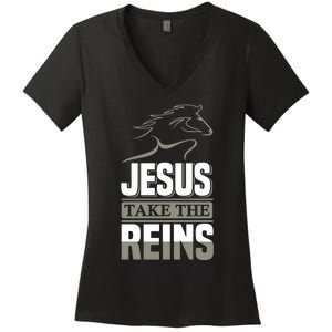 Jesus Take This Reins Women's V-Neck T-Shirt