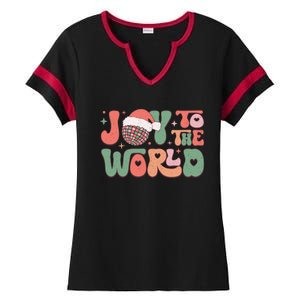 Joy To The World Festive Holiday Graphic Ladies Halftime Notch Neck Tee