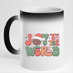 Joy To The World Festive Holiday Graphic 11oz Black Color Changing Mug