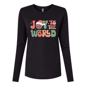 Joy To The World Festive Holiday Graphic Womens Cotton Relaxed Long Sleeve T-Shirt