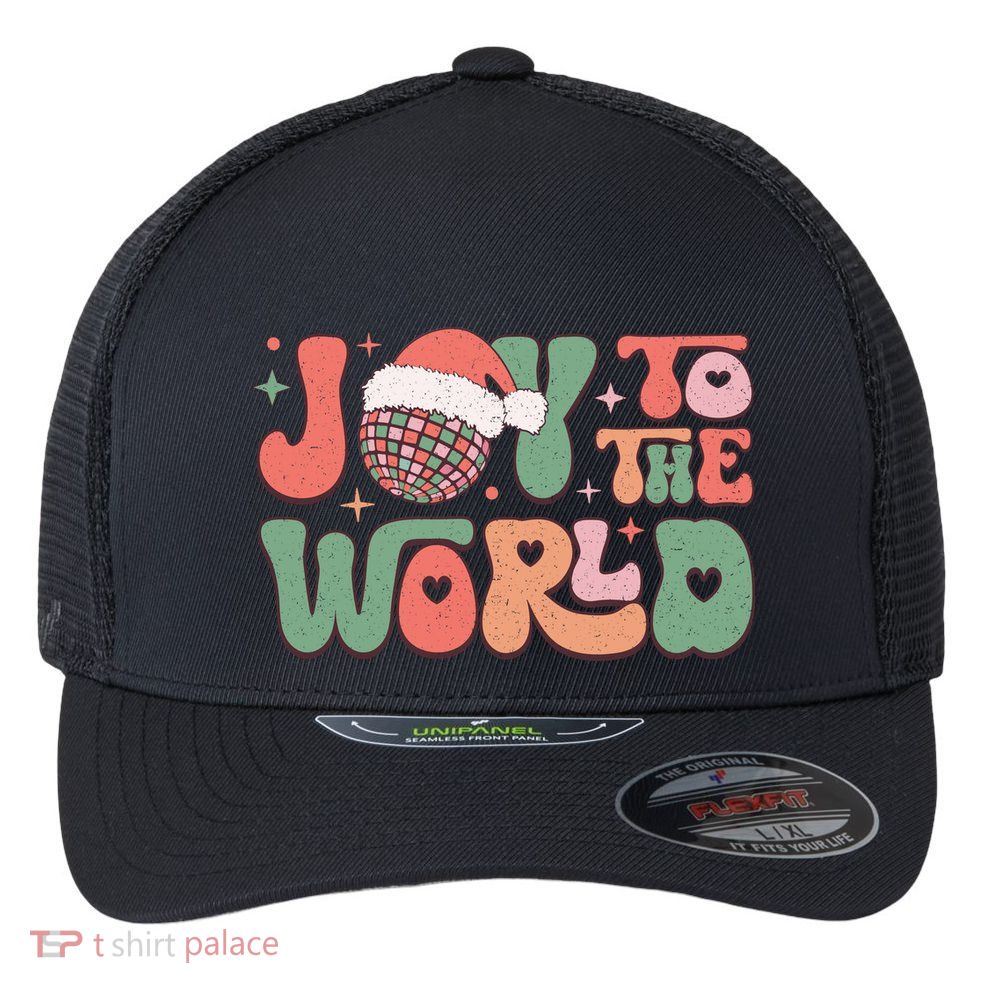 Joy To The World Festive Holiday Graphic Flexfit Unipanel Trucker Cap
