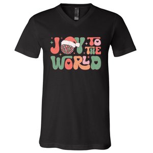 Joy To The World Festive Holiday Graphic V-Neck T-Shirt