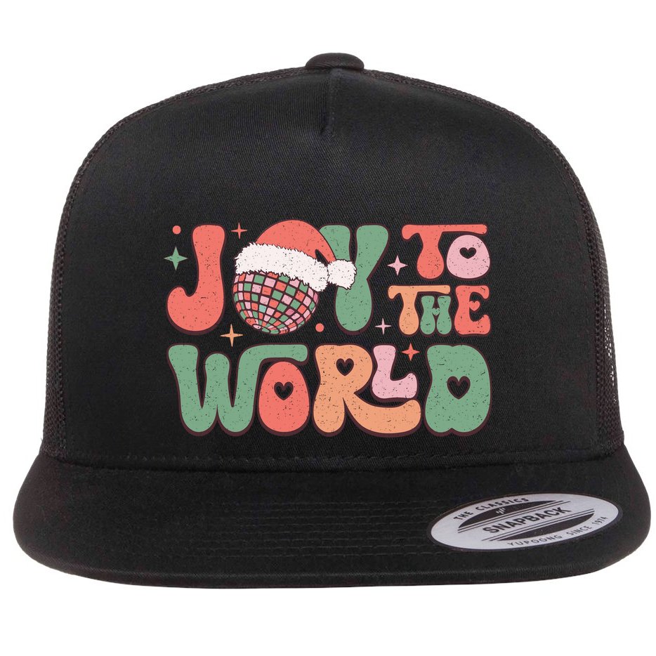 Joy To The World Festive Holiday Graphic Flat Bill Trucker Hat