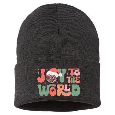 Joy To The World Festive Holiday Graphic Sustainable Knit Beanie