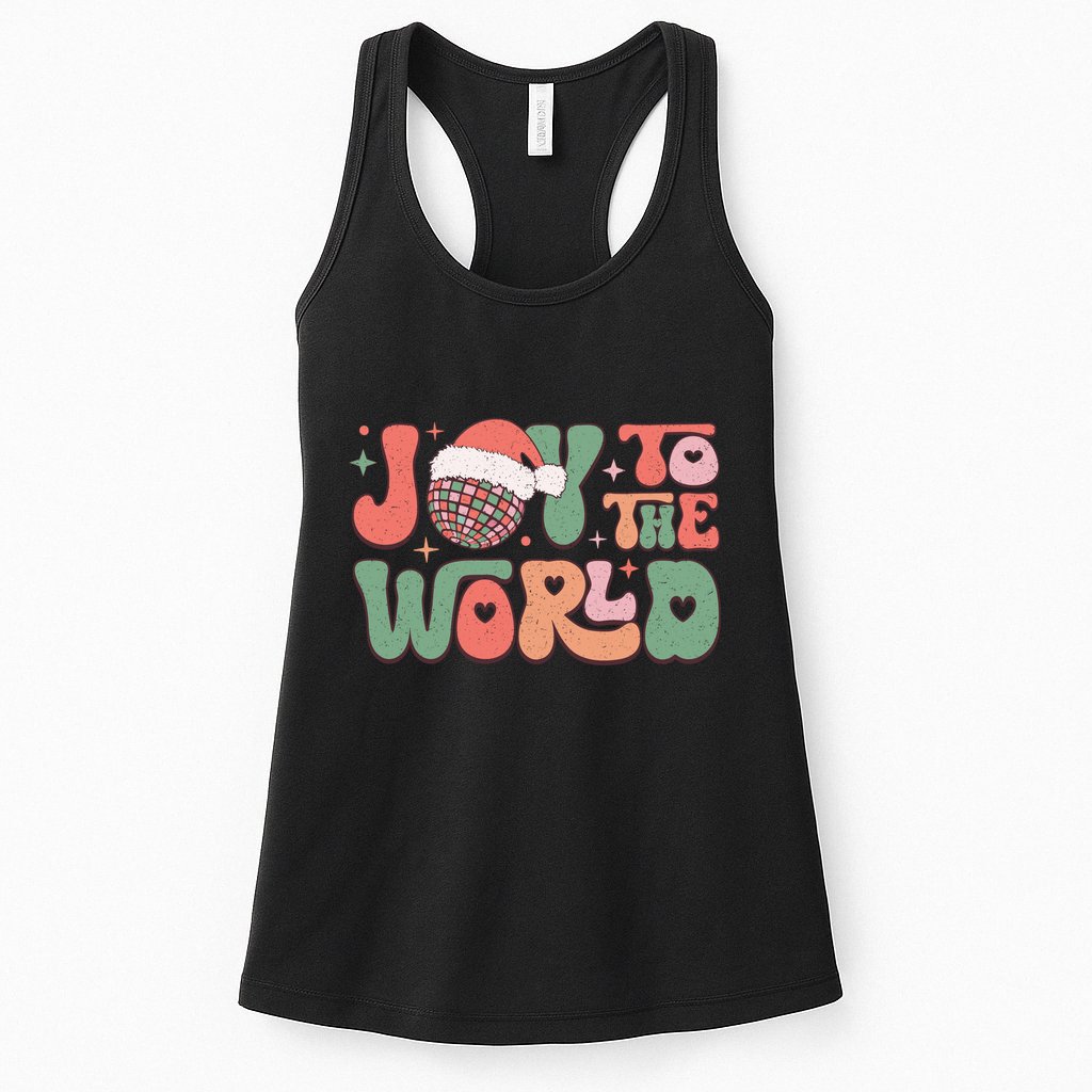 Joy To The World Festive Holiday Graphic Womens Tank Top