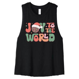 Joy To The World Festive Holiday Graphic Women's Racerback Cropped Tank