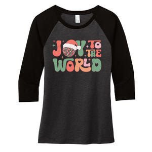 Joy To The World Festive Holiday Graphic Women's Tri-Blend 3/4-Sleeve Raglan Shirt