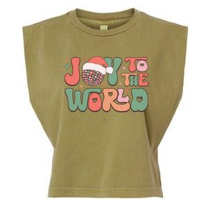 Joy To The World Festive Holiday Graphic Garment-Dyed Women's Muscle Tee