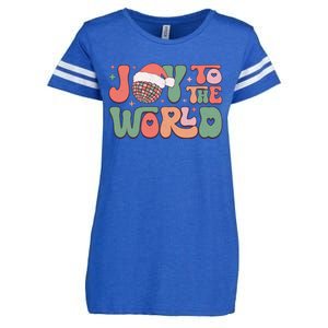 Joy To The World Festive Holiday Graphic Enza Ladies Jersey Football T-Shirt