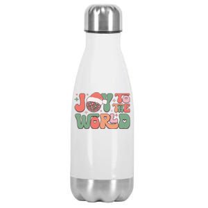 Joy To The World Festive Holiday Graphic Stainless Steel Insulated Water Bottle