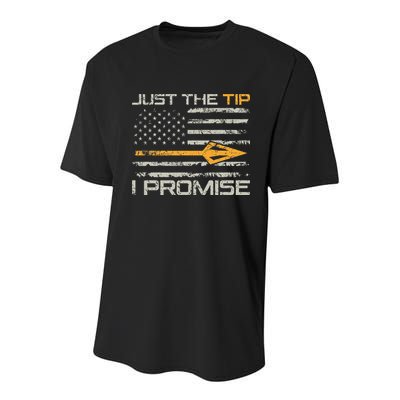 Just The Tip I Promise Funny Bow Hunter Archery Hunting Youth Performance Sprint T-Shirt