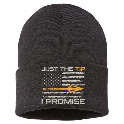 Just The Tip I Promise Funny Bow Hunter Archery Hunting Sustainable Knit Beanie