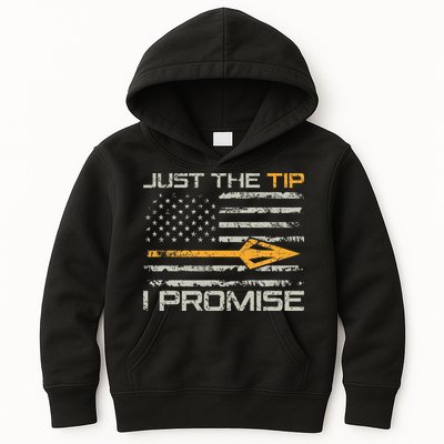 Just The Tip I Promise Funny Bow Hunter Archery Hunting Kids Hoodie