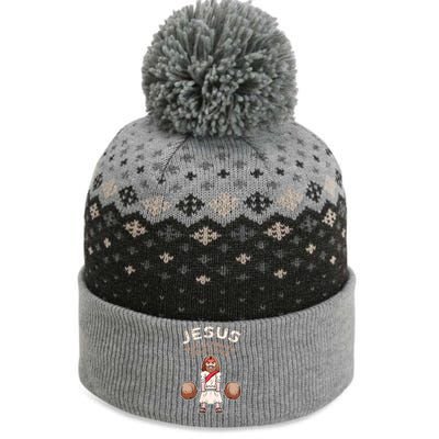 Jesus The Ultimate Deadlifter Funny Jesus Deadlift Gift The Baniff Cuffed Pom Beanie