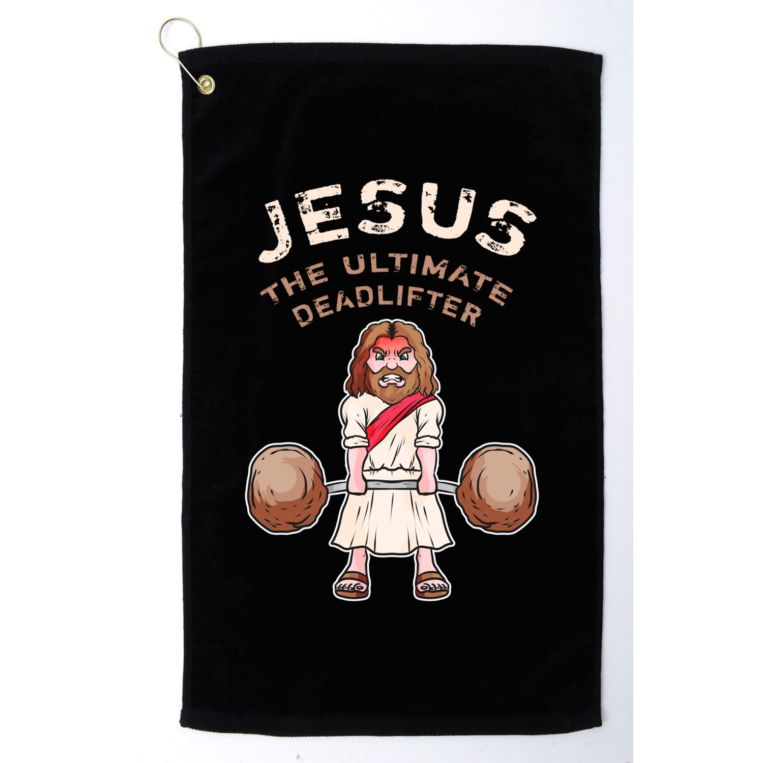 Jesus The Ultimate Deadlifter Funny Jesus Deadlift Gift Golf Towel