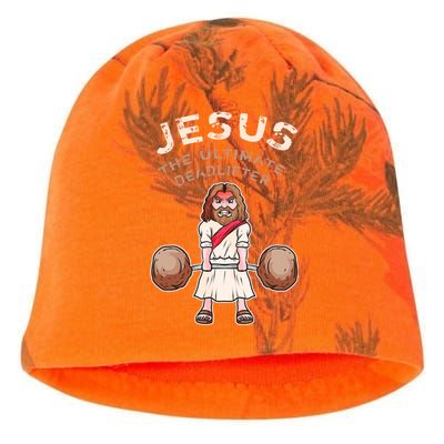 Jesus The Ultimate Deadlifter Funny Jesus Deadlift Gift Kati - Camo Knit Beanie