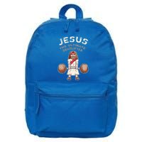 Jesus The Ultimate Deadlifter Funny Jesus Deadlift Gift 16 in Basic Backpack